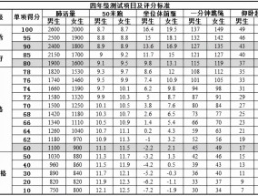 体育中考短跑标准